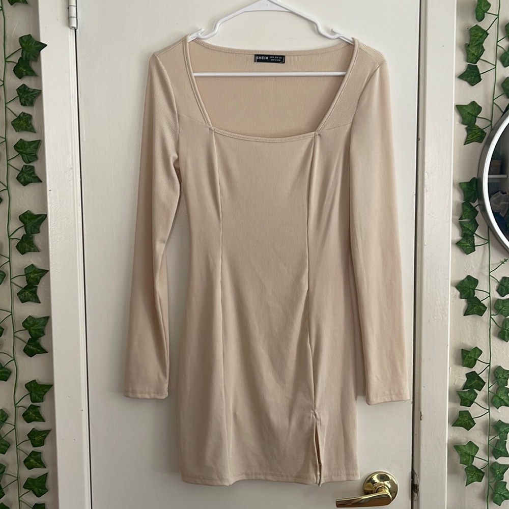 tan bodycon dress